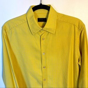 Prada vintage yellow formal houndstooth dress shirt 15.5 cufflinks required